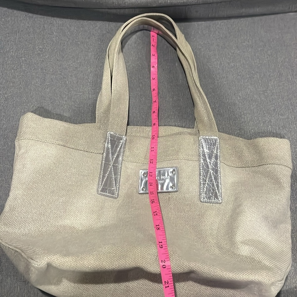 Michael Kors Canvas Tote with Silver Accents on Handle and logo emblem - Picture 13 of 14